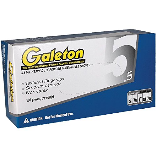 Galeton 7731F Heavy Duty Powder Free Nitrile Gloves, 5.5Mil, 100/box, Large