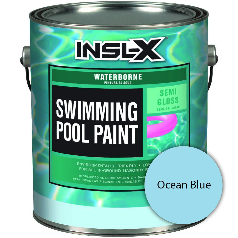 INSL-X by Benjamin Moore, Semi Gloss Waterborne Pool Paint, Ocean Blue, 1 Gallon