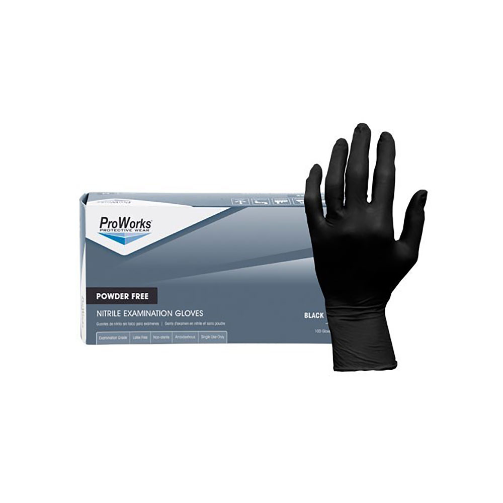 NuTREND ProWorks Black Disposable Exam Gloves, 5Mil, 100/Box - Small