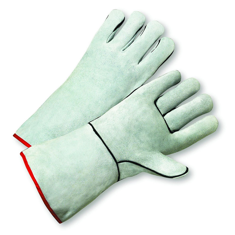 West Chester Welder's Gloves, Leather, per Dozen, Grey Split Cowhide, 14" L