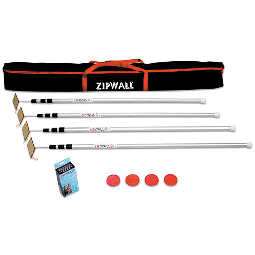Zipwall SLP - 12’ Spring Loaded Poles - Dust Barrier - 4 Pack